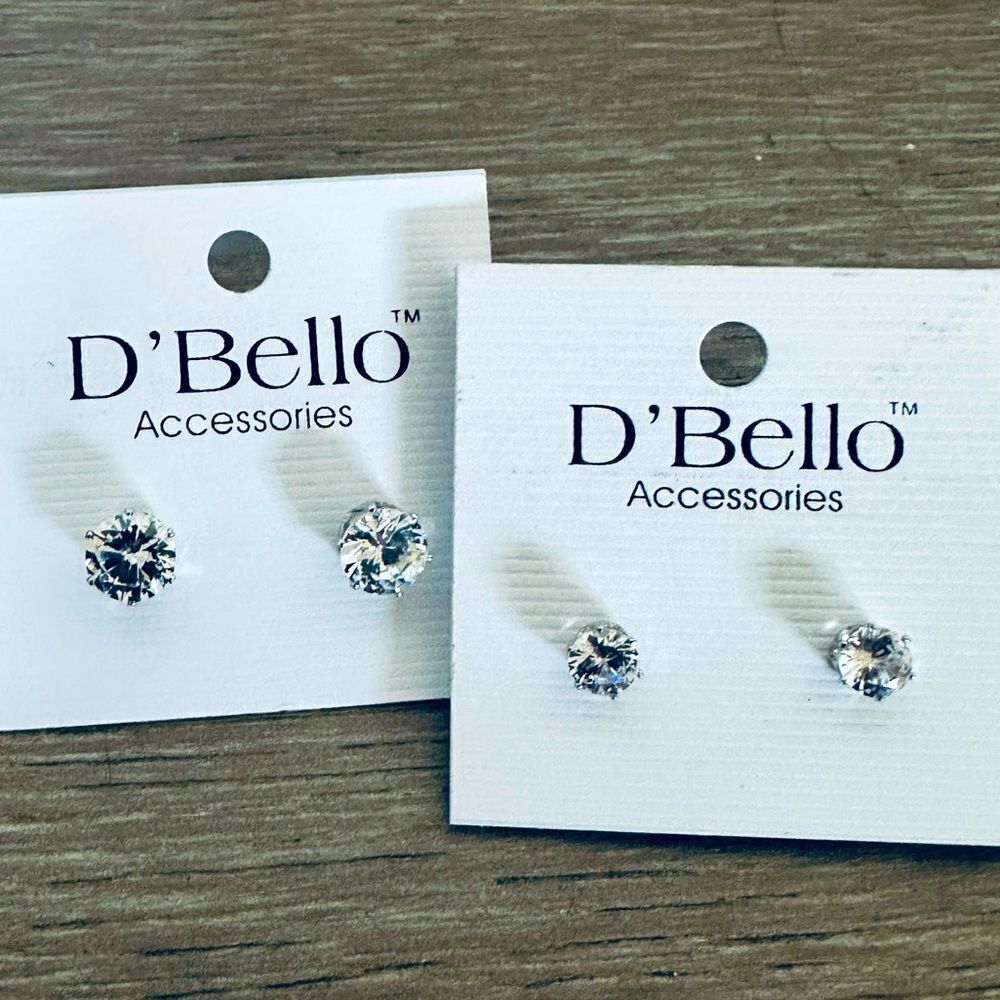 Crystal Sparkly Rhinestone Silver Stud Earrings Lot